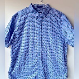 Johnston and Murphy men’s short sleeve button-down, shark shirt, size XL